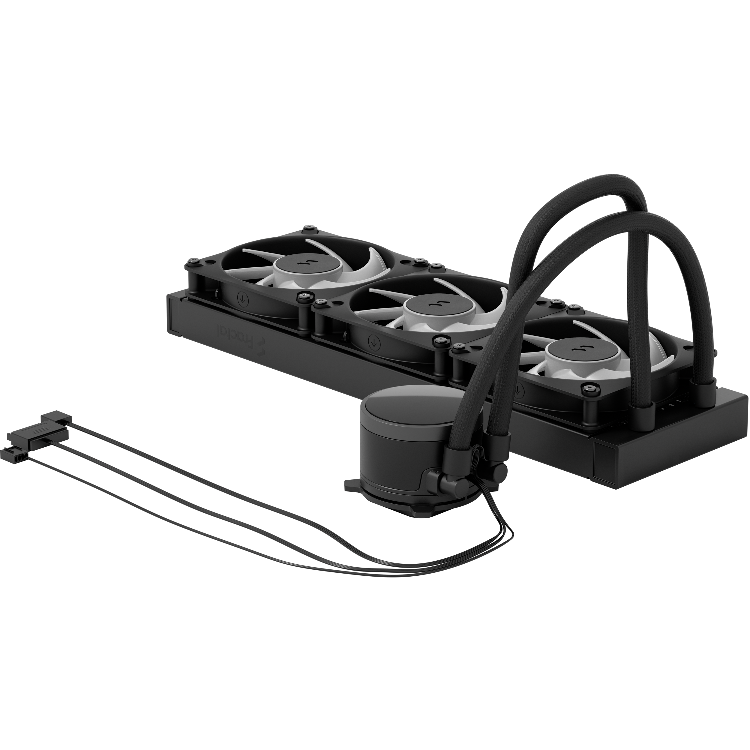 A large main feature product image of Fractal Design Radius 360mm ARGB AIO Liquid CPU Cooler (Black)