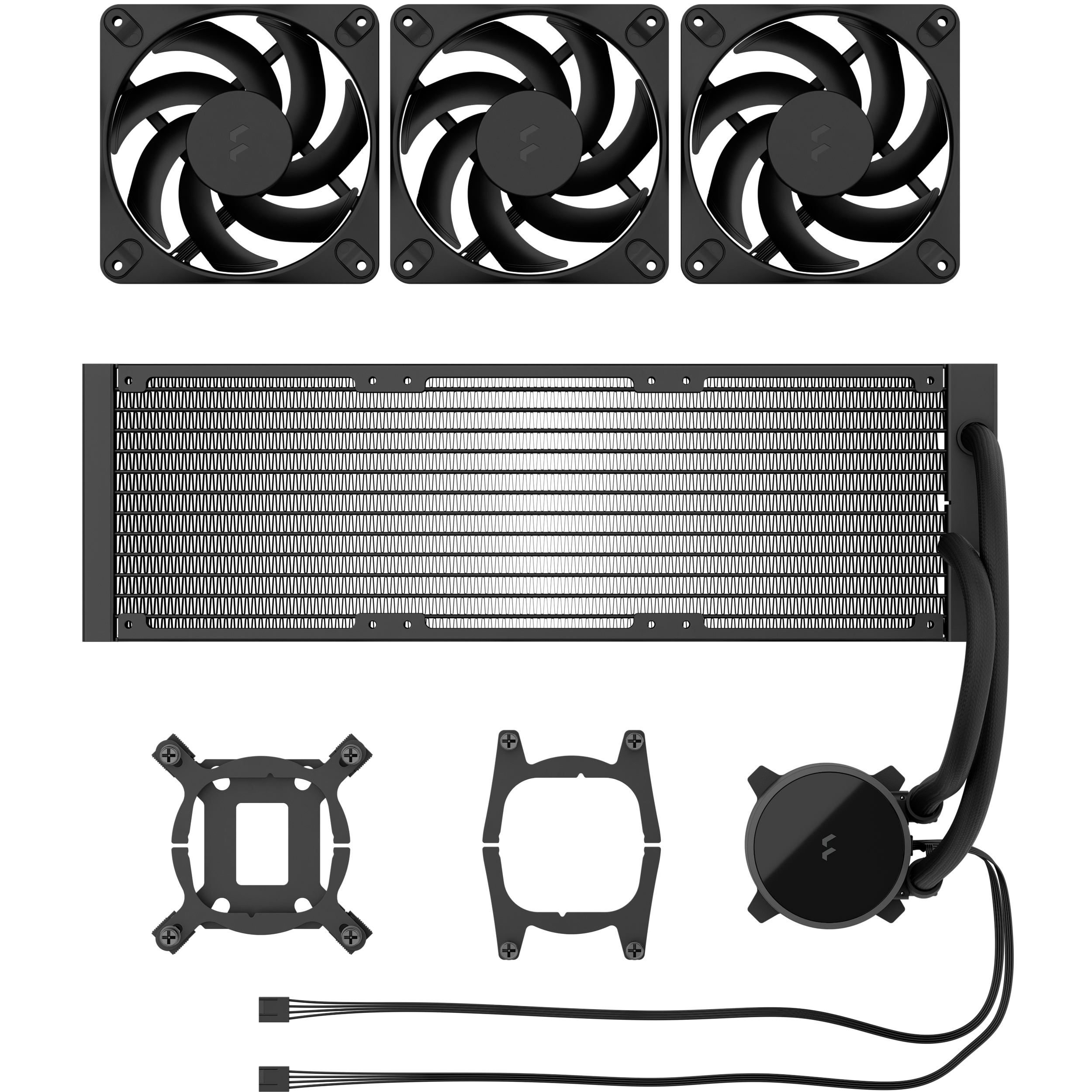 A large main feature product image of Fractal Design Radius 360mm AIO Liquid CPU Cooler (Black)
