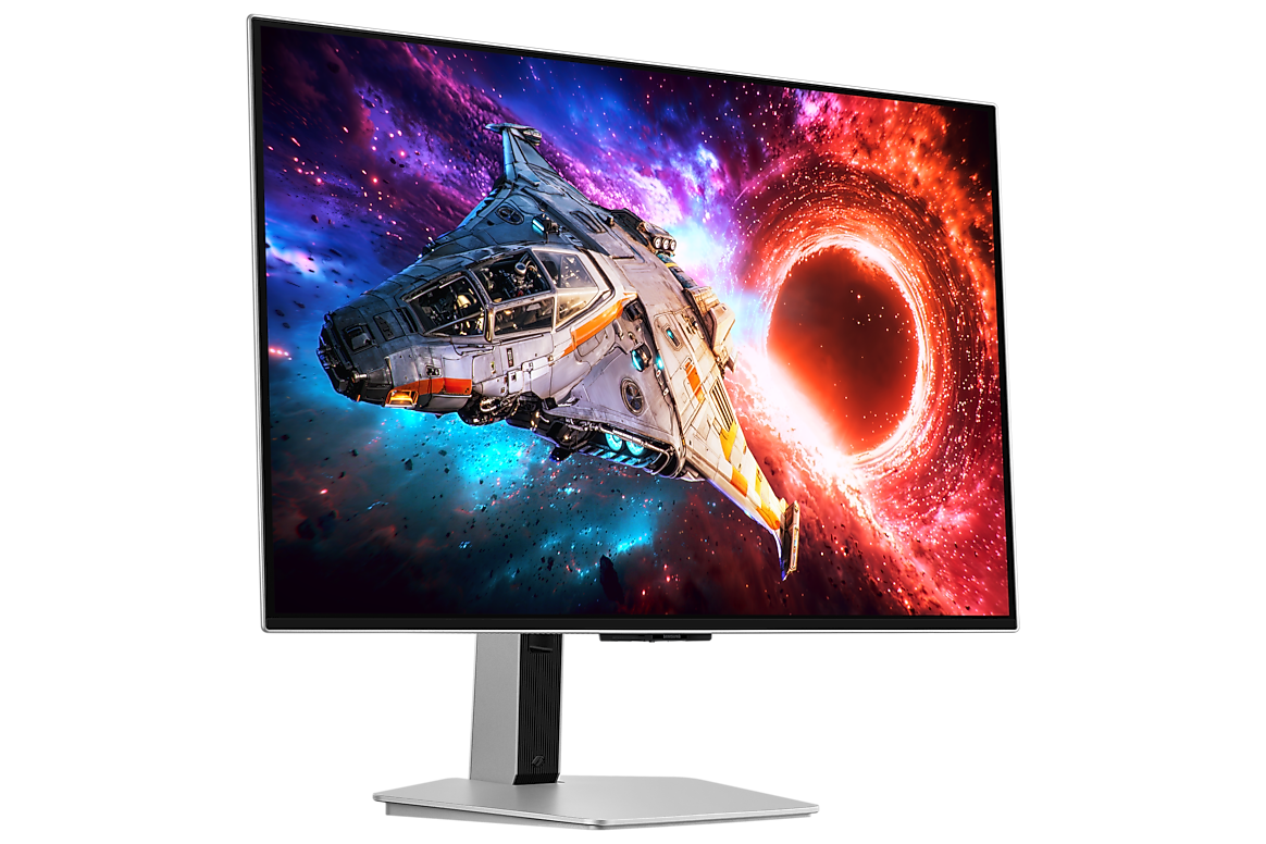 A large main feature product image of Samsung Odyssey OLED G8 G80SH - 32" 4K 240Hz 0.03ms QD-OLED Gaming Monitor