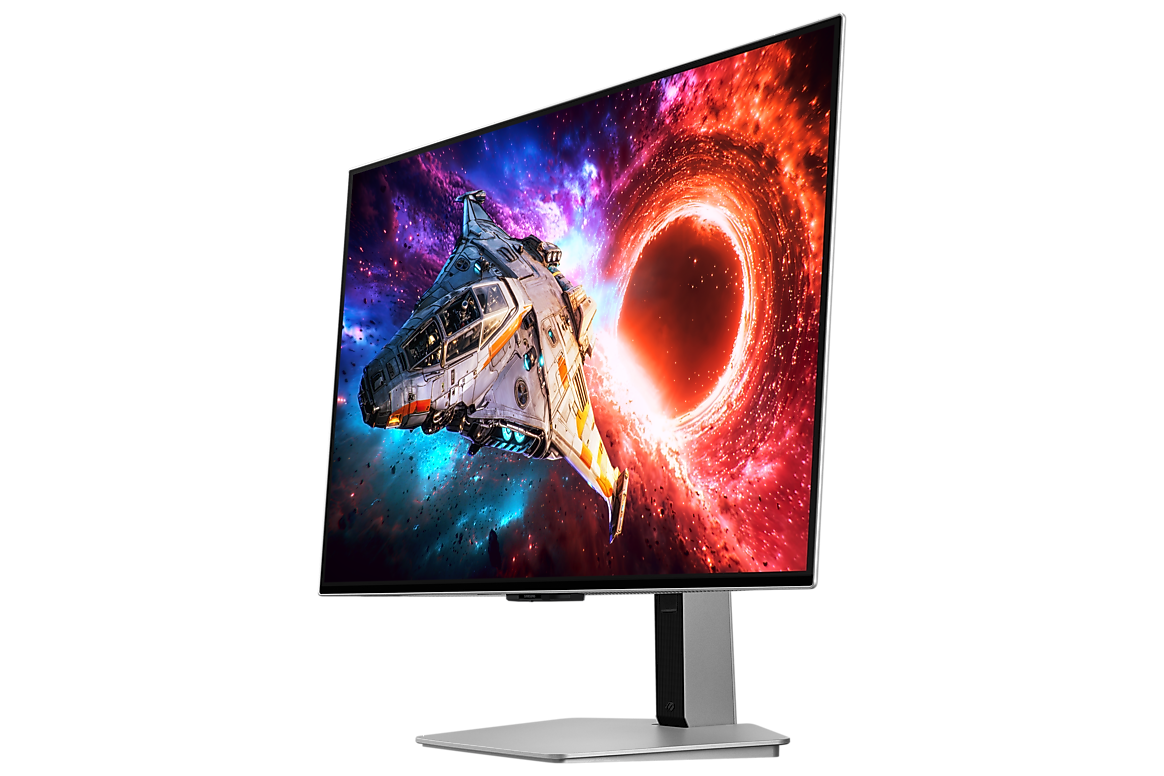 A large main feature product image of Samsung Odyssey OLED G8 G80SH - 32" 4K 240Hz 0.03ms QD-OLED Gaming Monitor