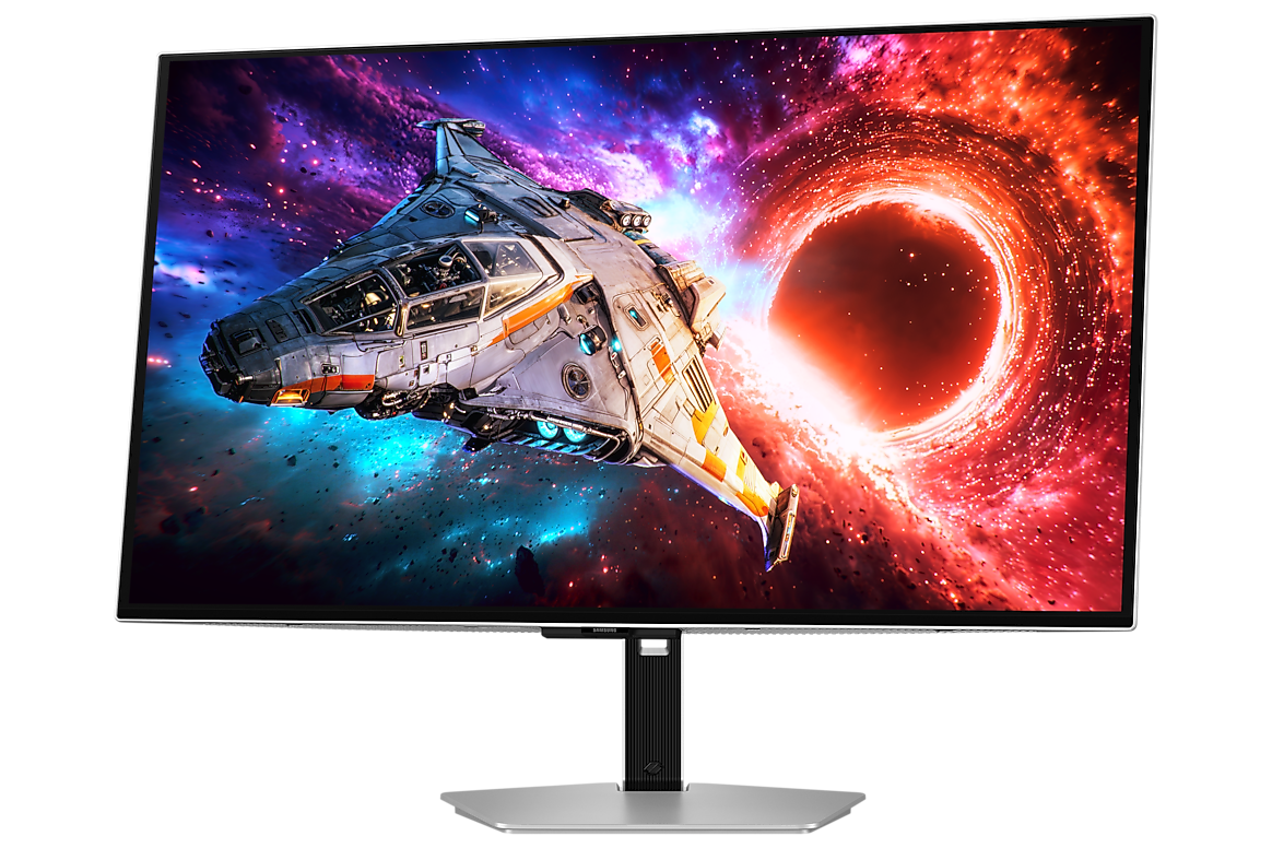 A large main feature product image of Samsung Odyssey OLED G8 G80SH - 32" 4K 240Hz 0.03ms QD-OLED Gaming Monitor