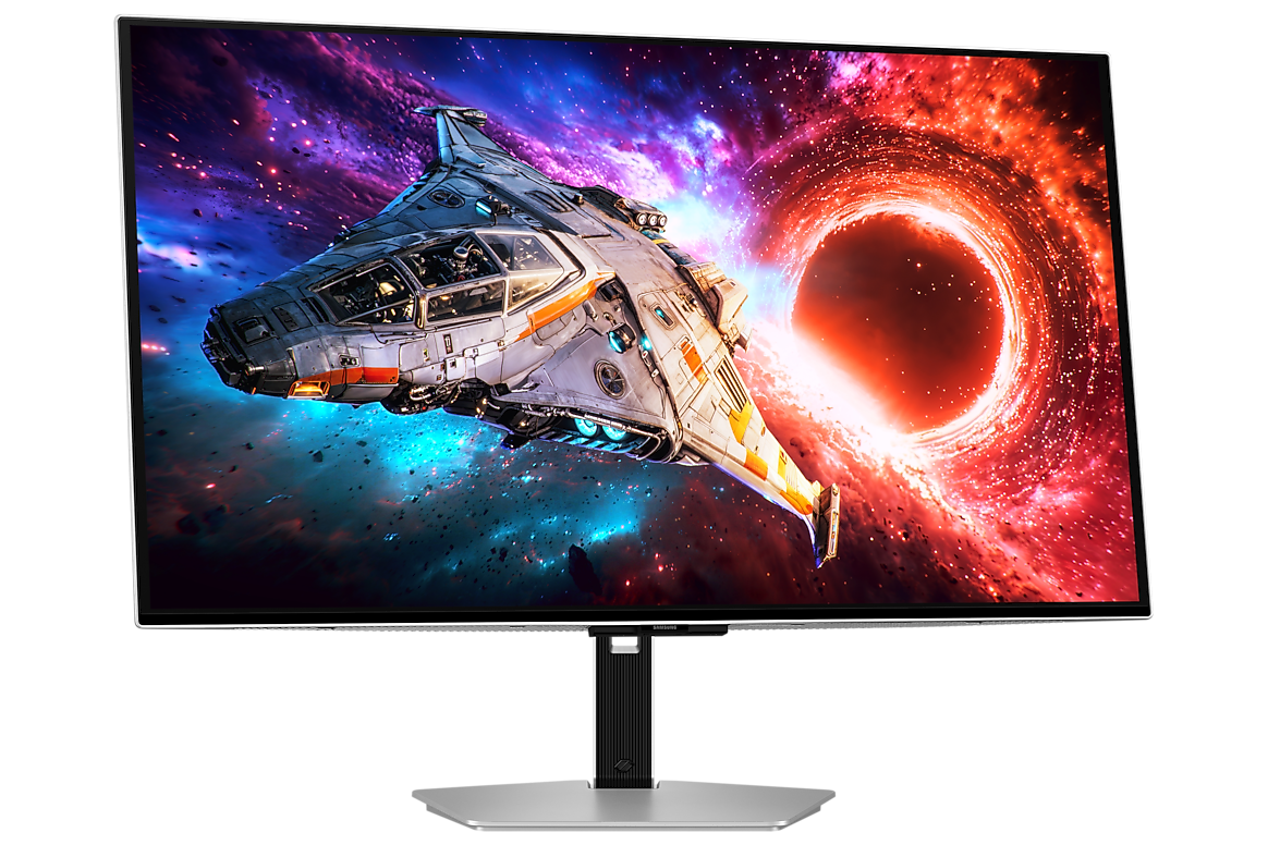 A large main feature product image of Samsung Odyssey OLED G8 G80SH - 32" 4K 240Hz 0.03ms QD-OLED Gaming Monitor