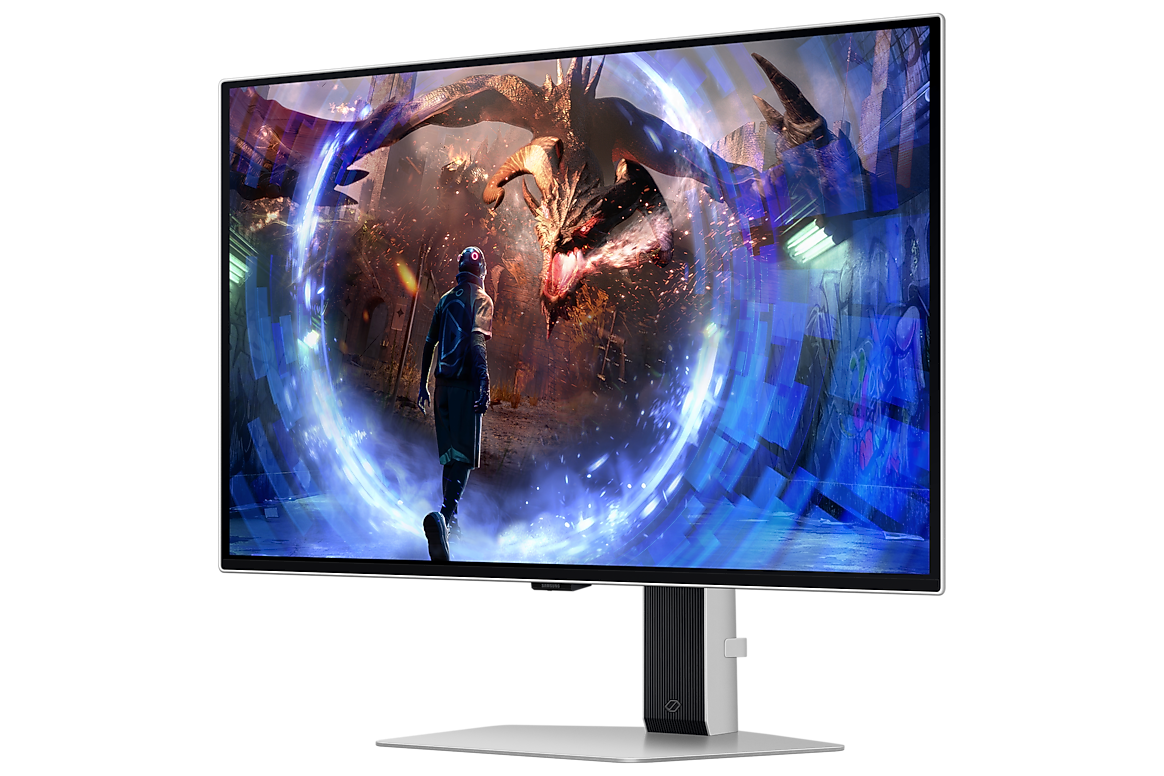 A large main feature product image of Samsung Odyssey OLED G6 G60SD - 27" 1440p 360Hz 0.03ms OLED Gaming Monitor