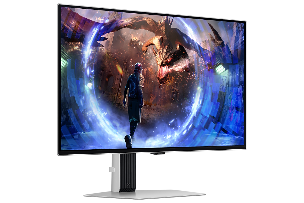 A large main feature product image of Samsung Odyssey OLED G6 G60SD - 27" 1440p 360Hz 0.03ms OLED Gaming Monitor