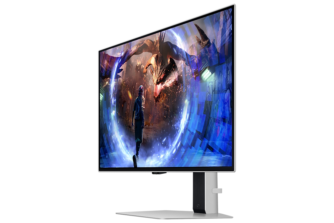 A large main feature product image of Samsung Odyssey OLED G6 G60SD - 27" 1440p 360Hz 0.03ms OLED Gaming Monitor