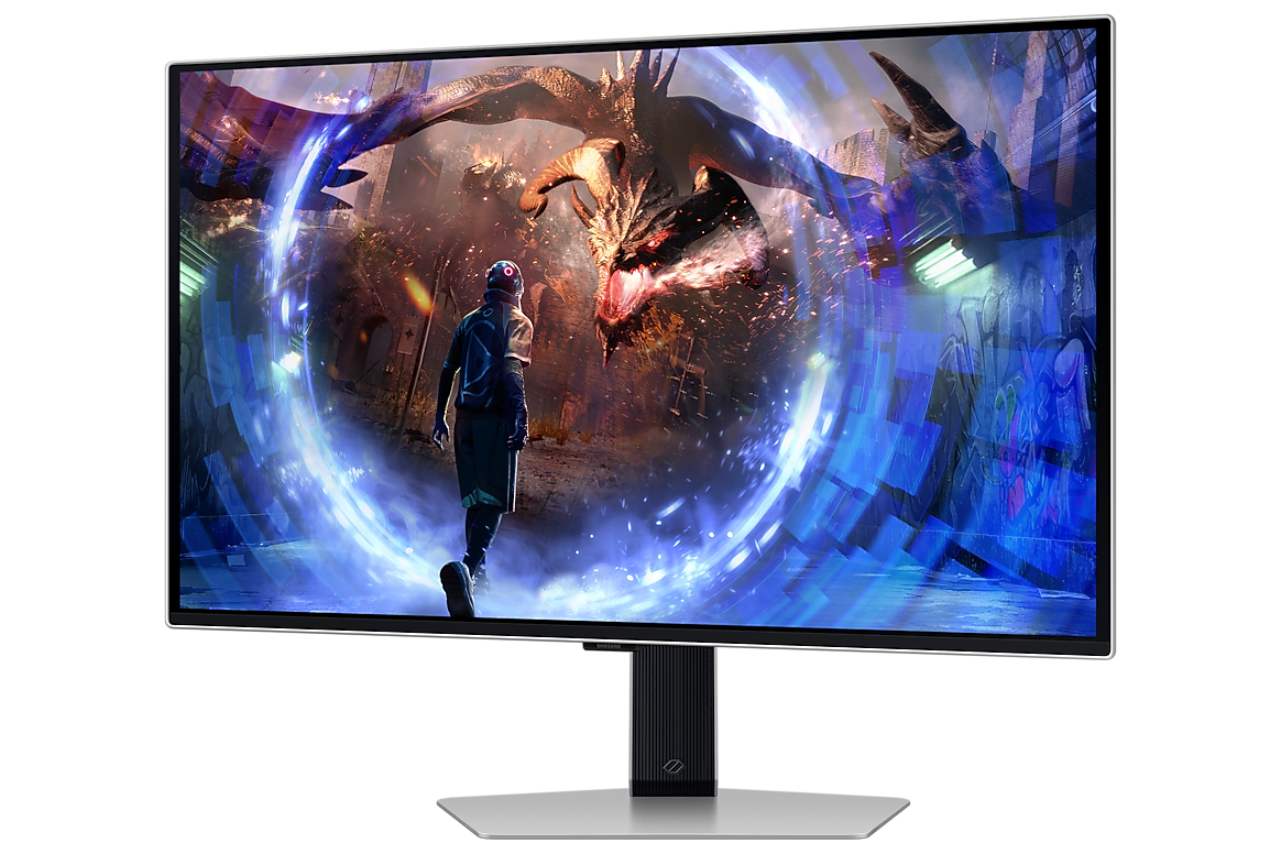 A large main feature product image of Samsung Odyssey OLED G6 G60SD - 27" 1440p 360Hz 0.03ms OLED Gaming Monitor