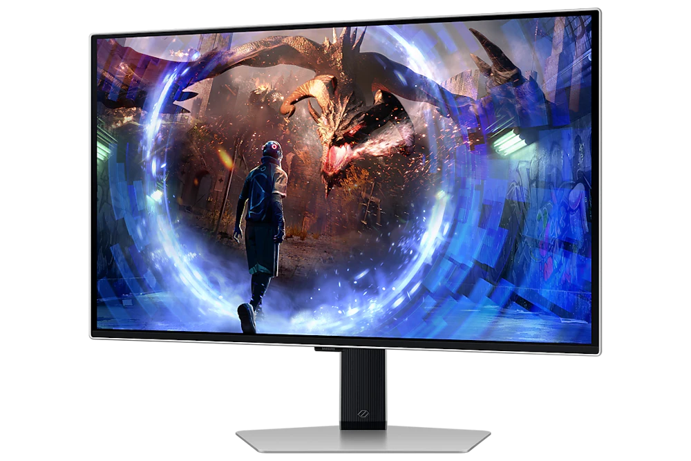 A large main feature product image of Samsung Odyssey OLED G6 G60SD - 27" 1440p 360Hz 0.03ms OLED Gaming Monitor
