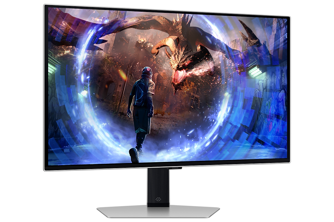 A large main feature product image of Samsung Odyssey OLED G6 G60SD - 27" 1440p 360Hz 0.03ms OLED Gaming Monitor