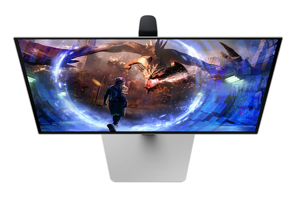 A large main feature product image of Samsung Odyssey OLED G6 G60SD - 27" 1440p 360Hz 0.03ms OLED Gaming Monitor