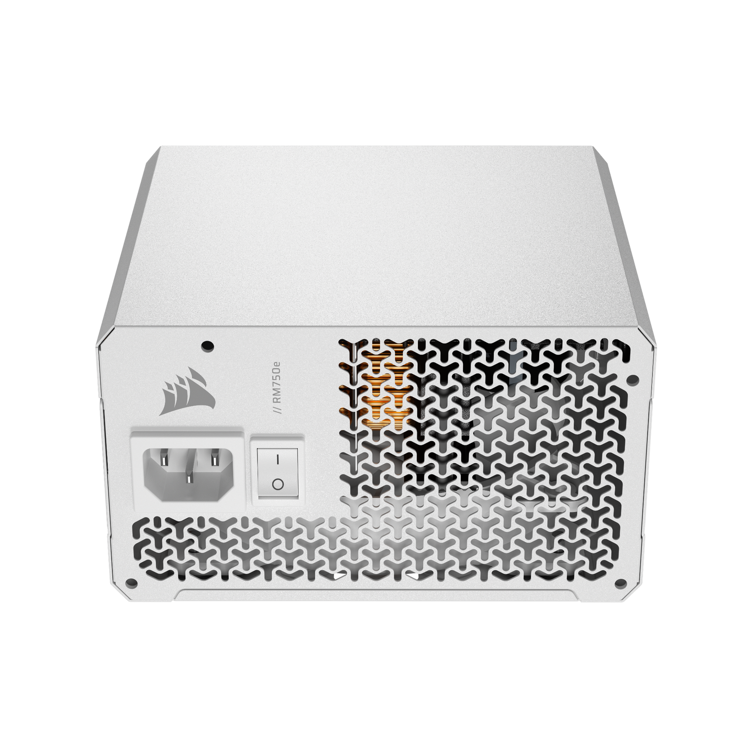 A large main feature product image of EX-DEMO Corsair RM750e - 750W Gold ATX 3.1 Modular PSU (White)