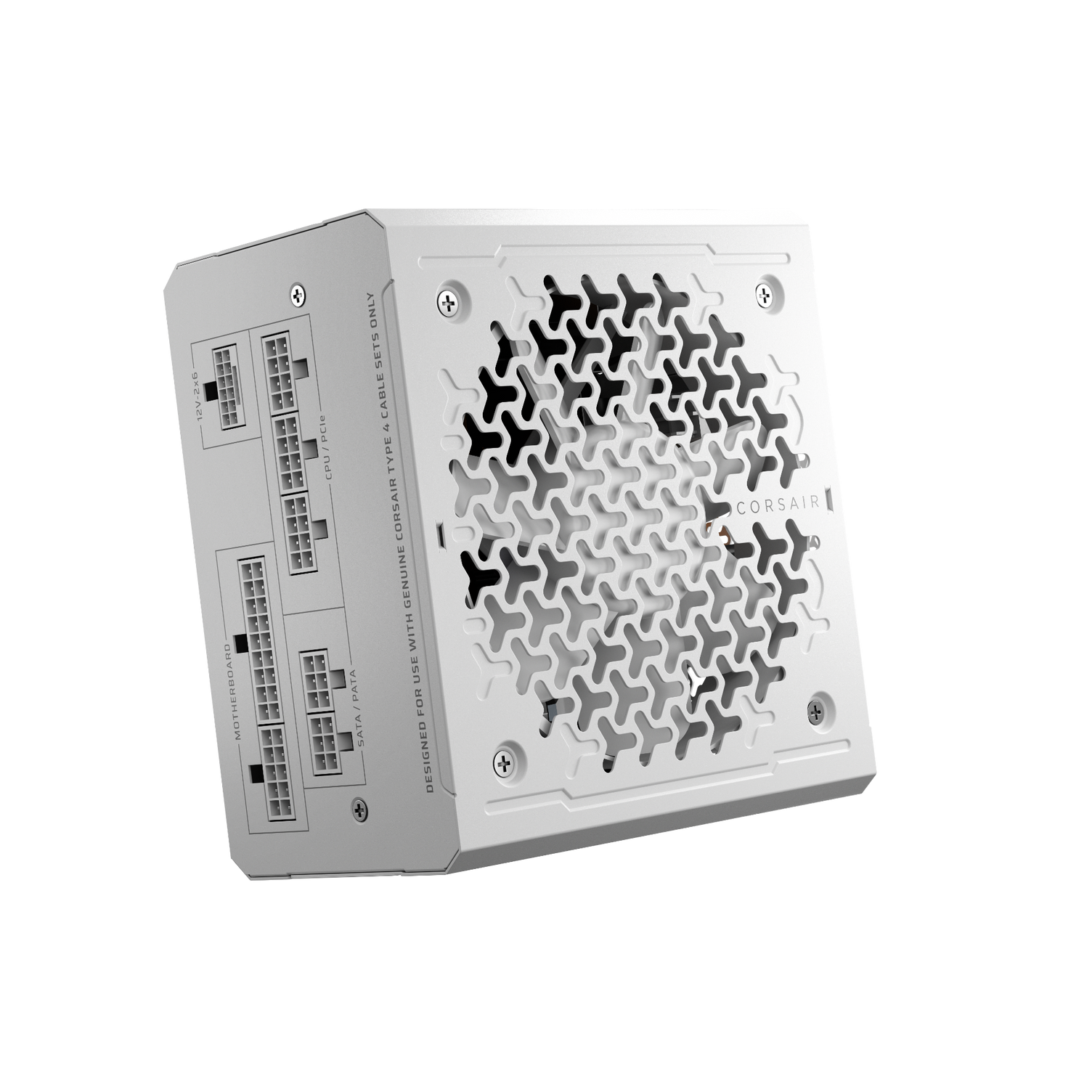 A large main feature product image of EX-DEMO Corsair RM750e - 750W Gold ATX 3.1 Modular PSU (White)