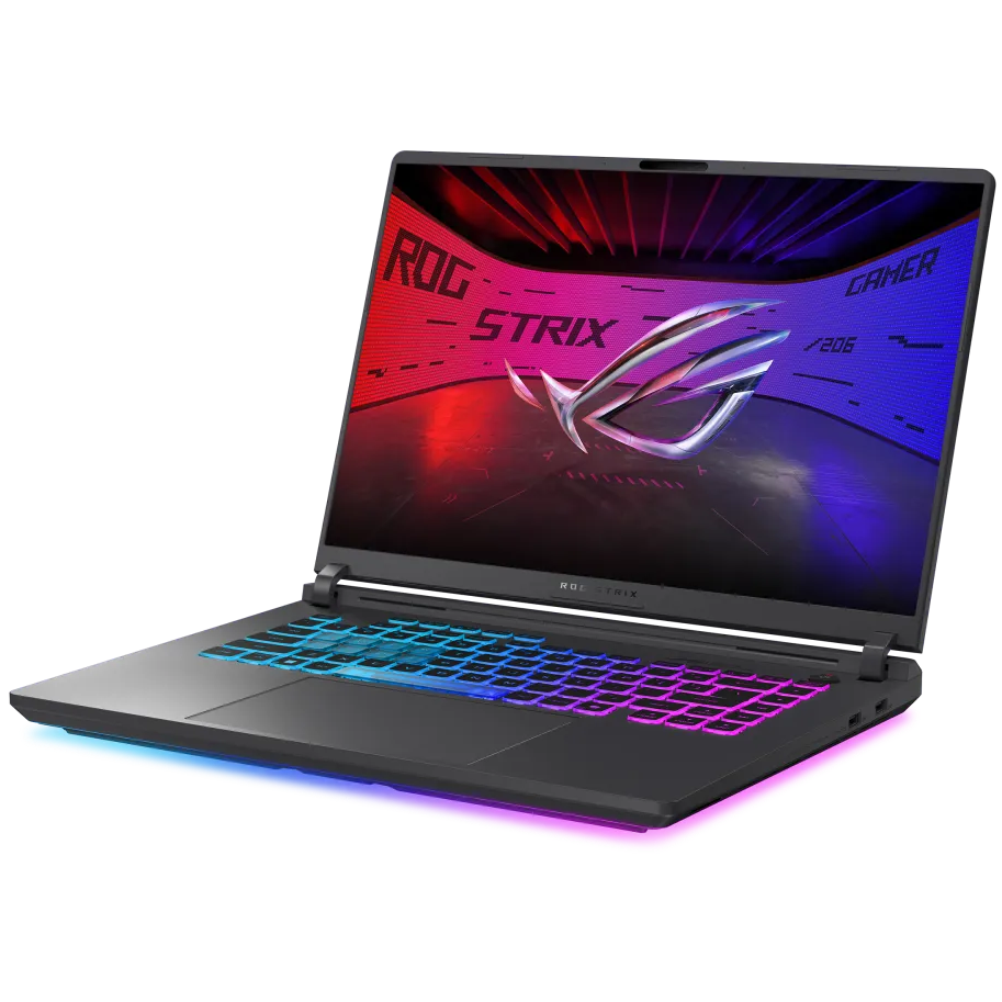 A large main feature product image of ASUS ROG Strix G16 (G615) - 16" 2.5K 300Hz, Core Ultra 9 290HX Plus, RTX 5070, 16GB/1TB - Win 11 Gaming Notebook