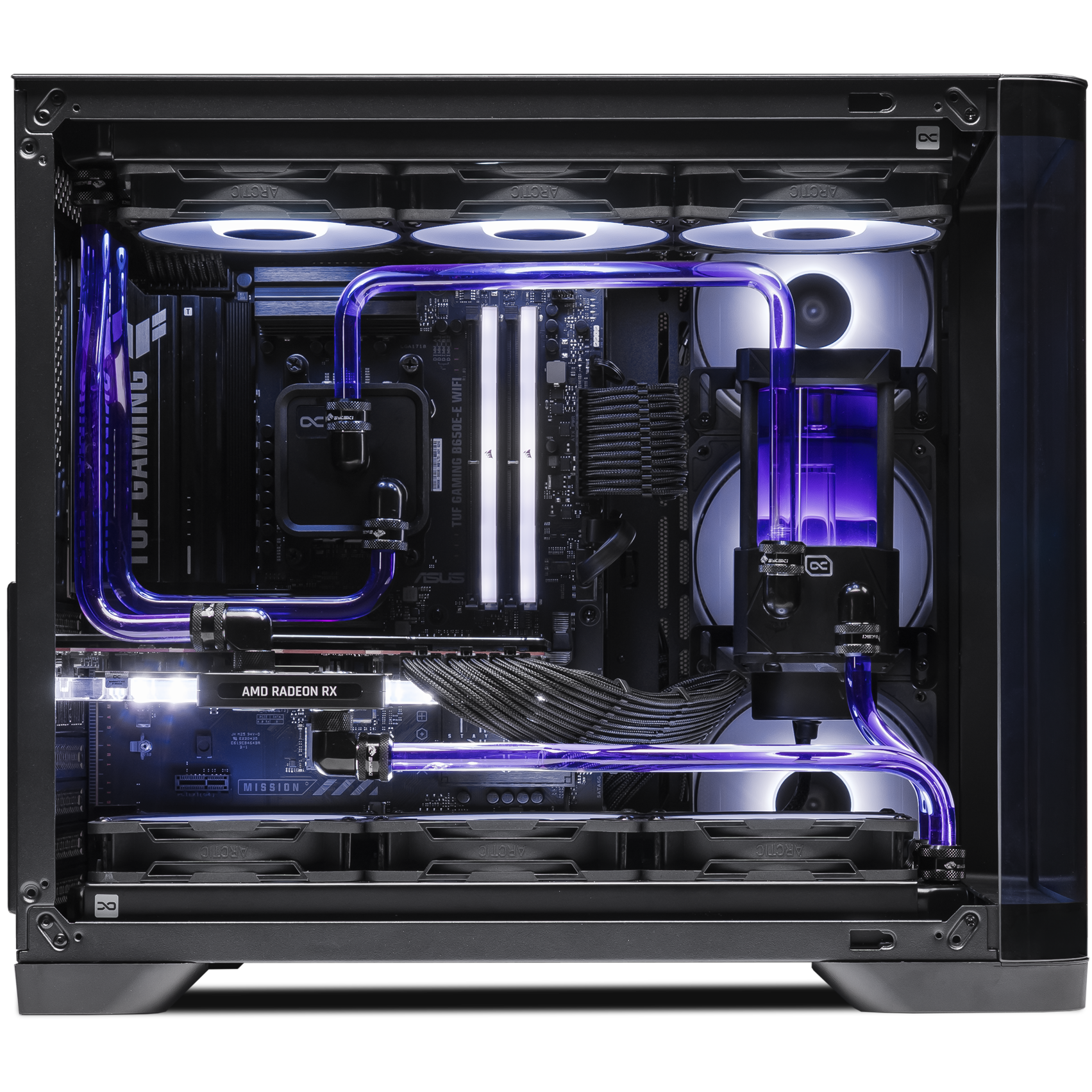 A large main feature product image of PLE Royal RX 9070 XT Prebuilt Ready To Go Gaming PC
