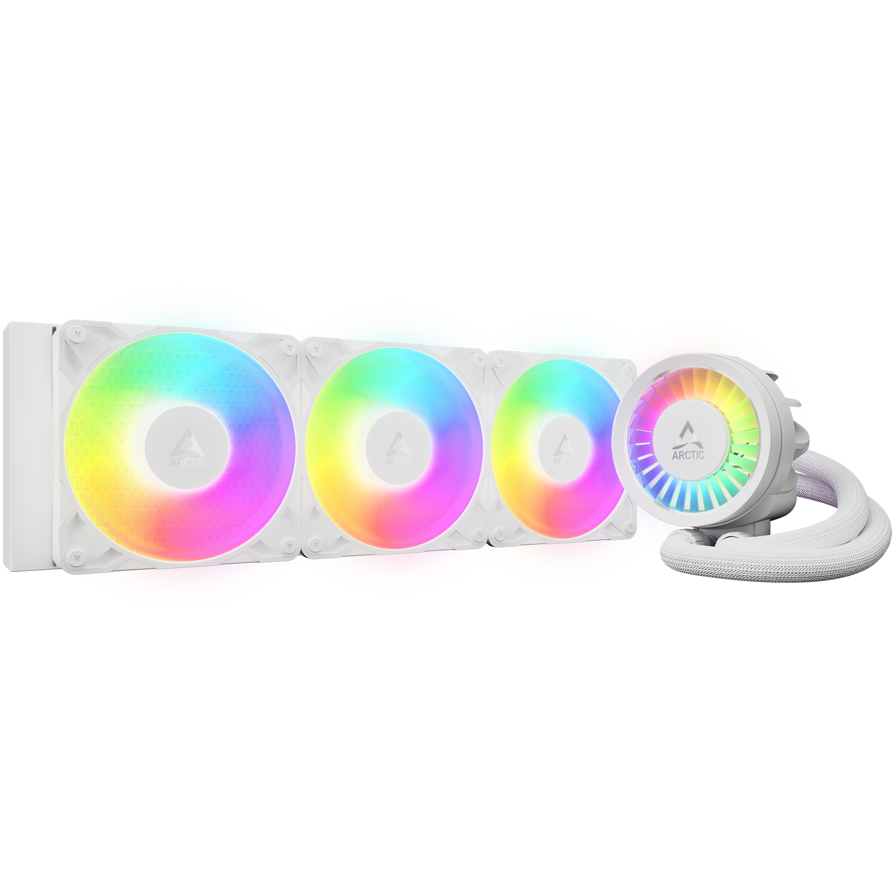 A large main feature product image of EX-DEMO ARCTIC Liquid Freezer III Pro 360mm ARGB AIO Liquid CPU Cooler (White)