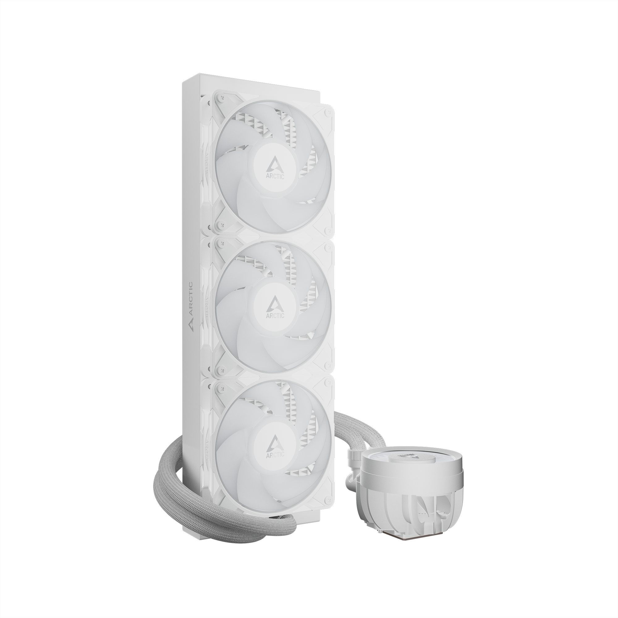 A large main feature product image of EX-DEMO ARCTIC Liquid Freezer III Pro 360mm ARGB AIO Liquid CPU Cooler (White)
