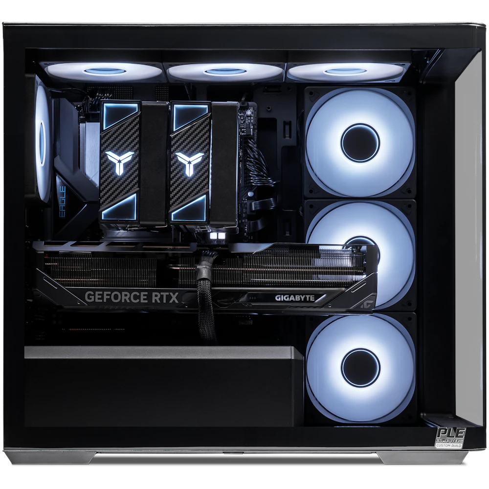 A large main feature product image of EX-DEMO PLE Luna RTX 5080 Prebuilt Ready To Go Gaming PC