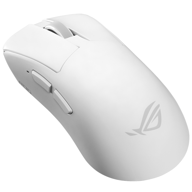 A large main feature product image of ASUS ROG Gladius IV Ace Gaming Mouse - White