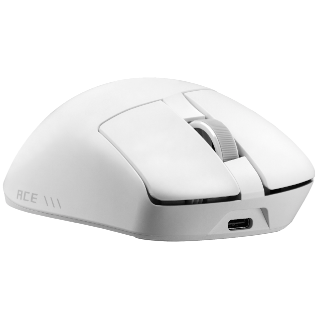 A large main feature product image of ASUS ROG Gladius IV Ace Gaming Mouse - White
