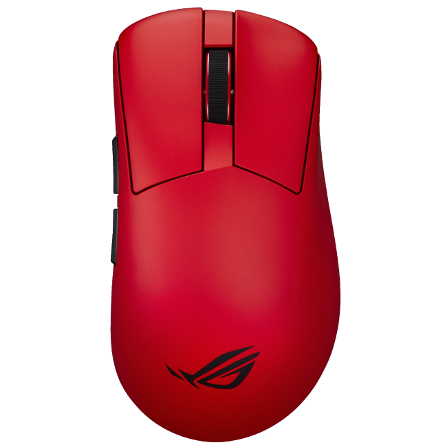 A large main feature product image of ASUS ROG Gladius IV Ace Gaming Mouse - Lava Red