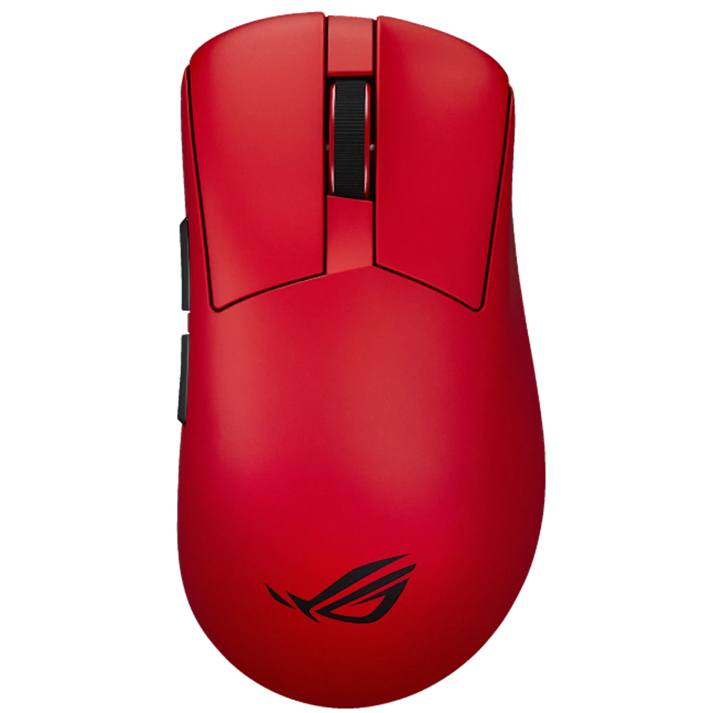 A large main feature product image of ASUS ROG Gladius IV Ace Gaming Mouse - Lava Red
