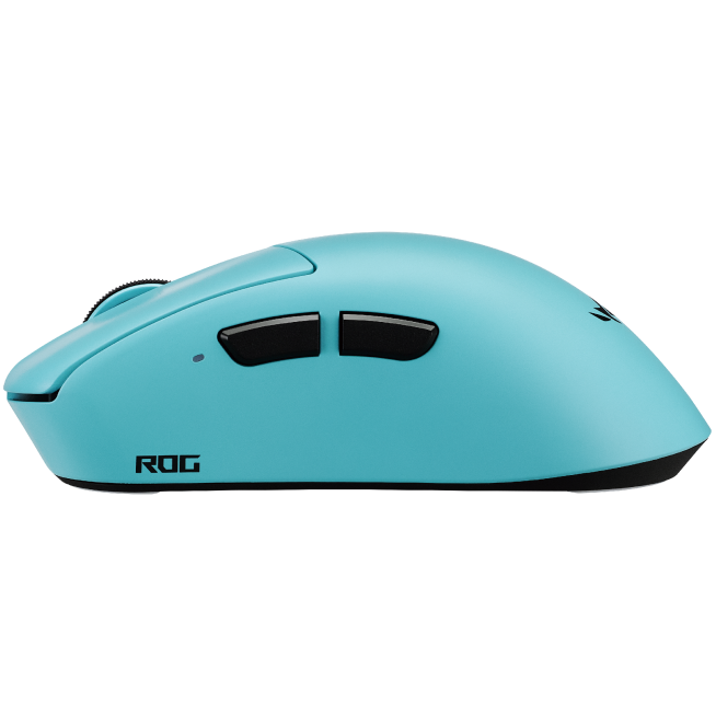 A large main feature product image of ASUS ROG Gladius IV Ace Gaming Mouse - Aqua Blue