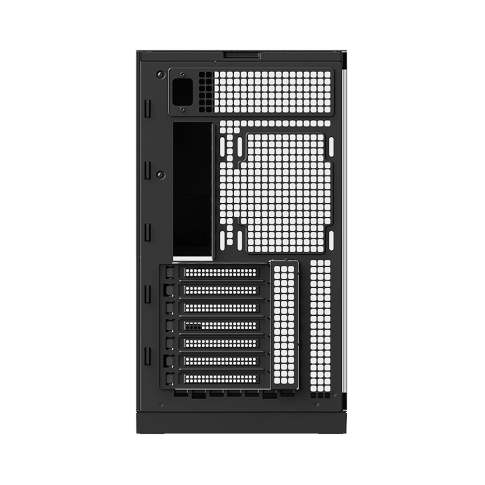 A large main feature product image of EX-DEMO Geometric Future Model 5 - Mid Tower Glass Case (Black/Grey)