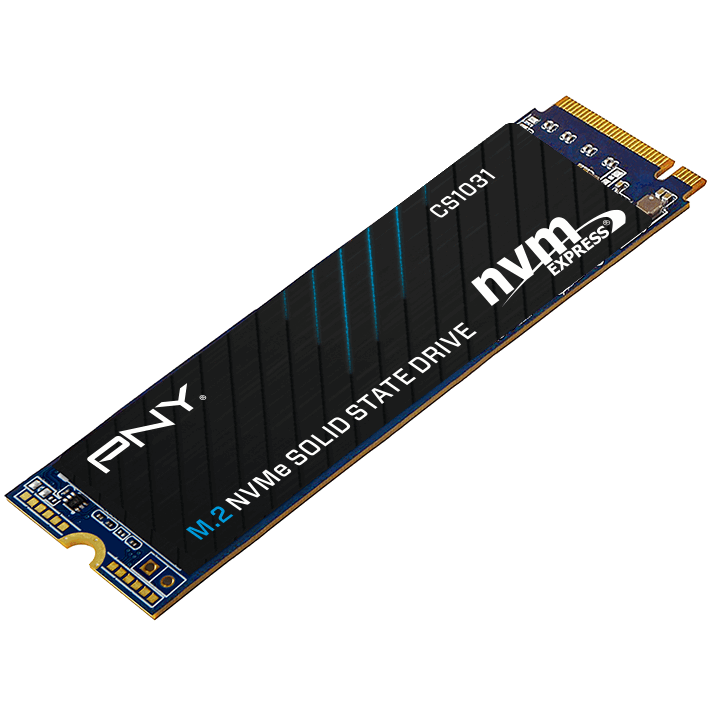 A large main feature product image of PNY CS1031 PCIe Gen3 NVMe M.2 SSD - 500GB