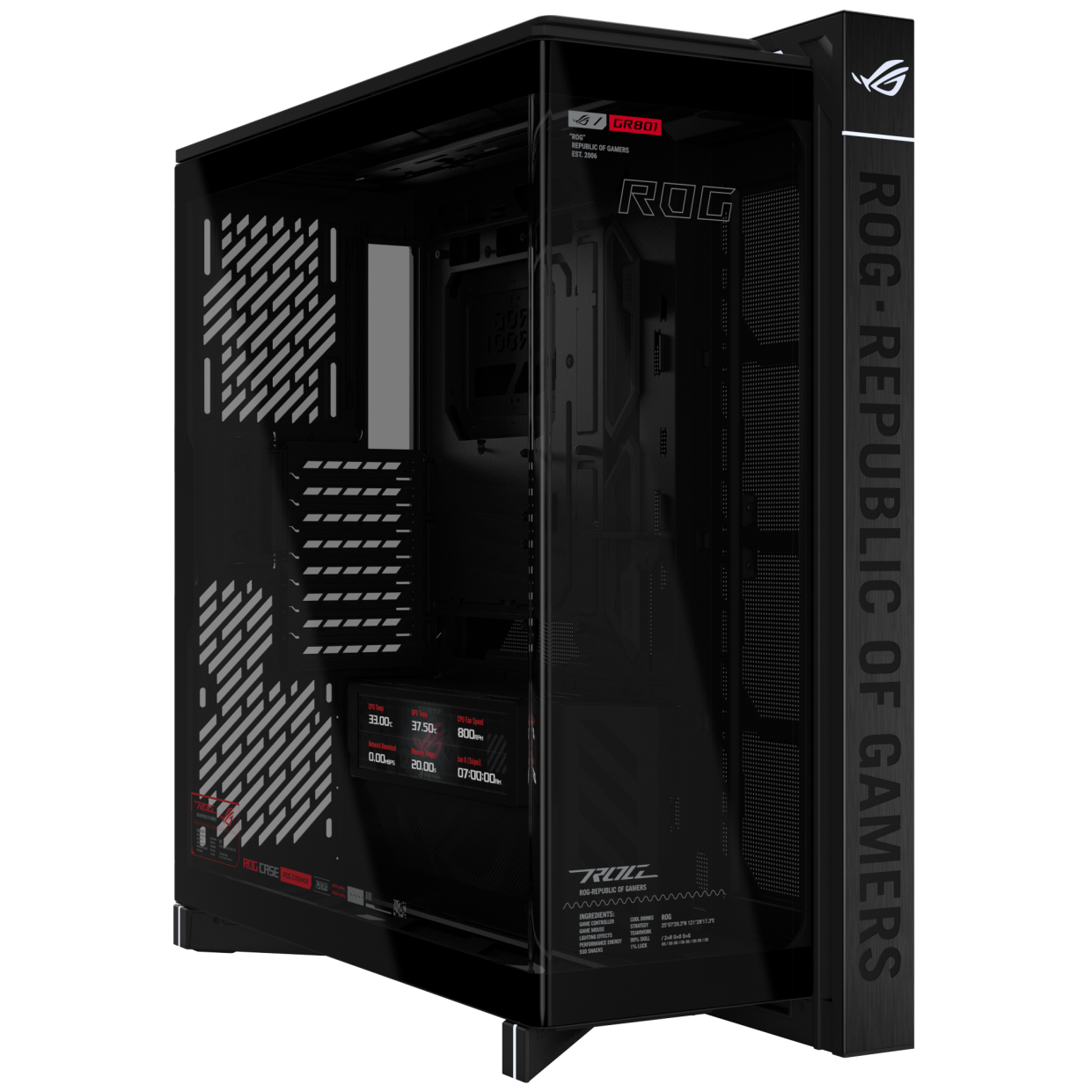 A large main feature product image of ASUS ROG Cronox GR801 Full Tower Case - Black