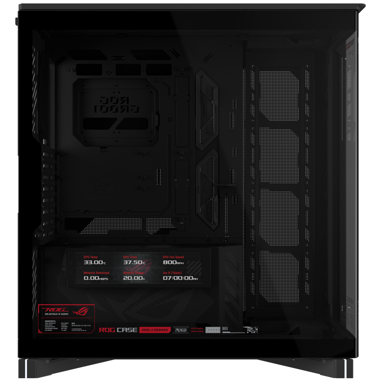 A large main feature product image of ASUS ROG Cronox GR801 Full Tower Case - Black