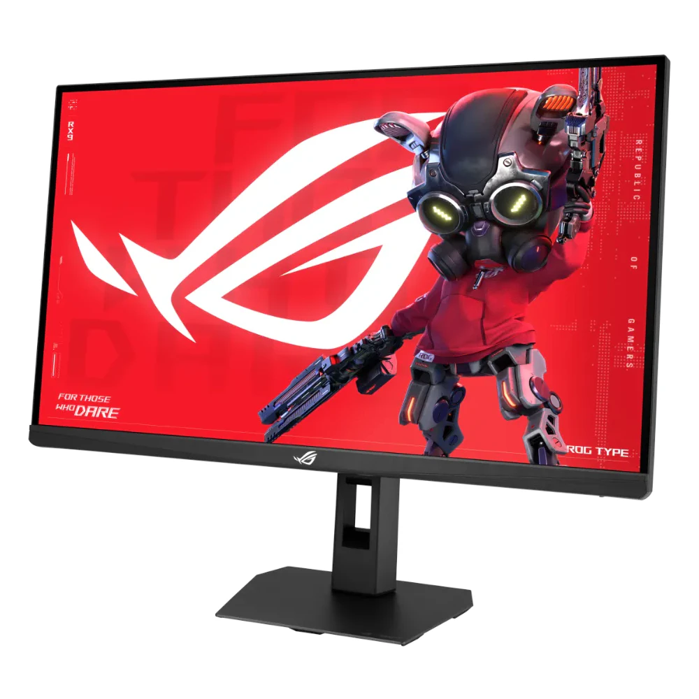 A large main feature product image of ASUS ROG Strix XG27UCSR Gen 2 27" 4K 160Hz / 1080p 324Hz Dual Mode 0.3ms Fast IPS Gaming Monitor