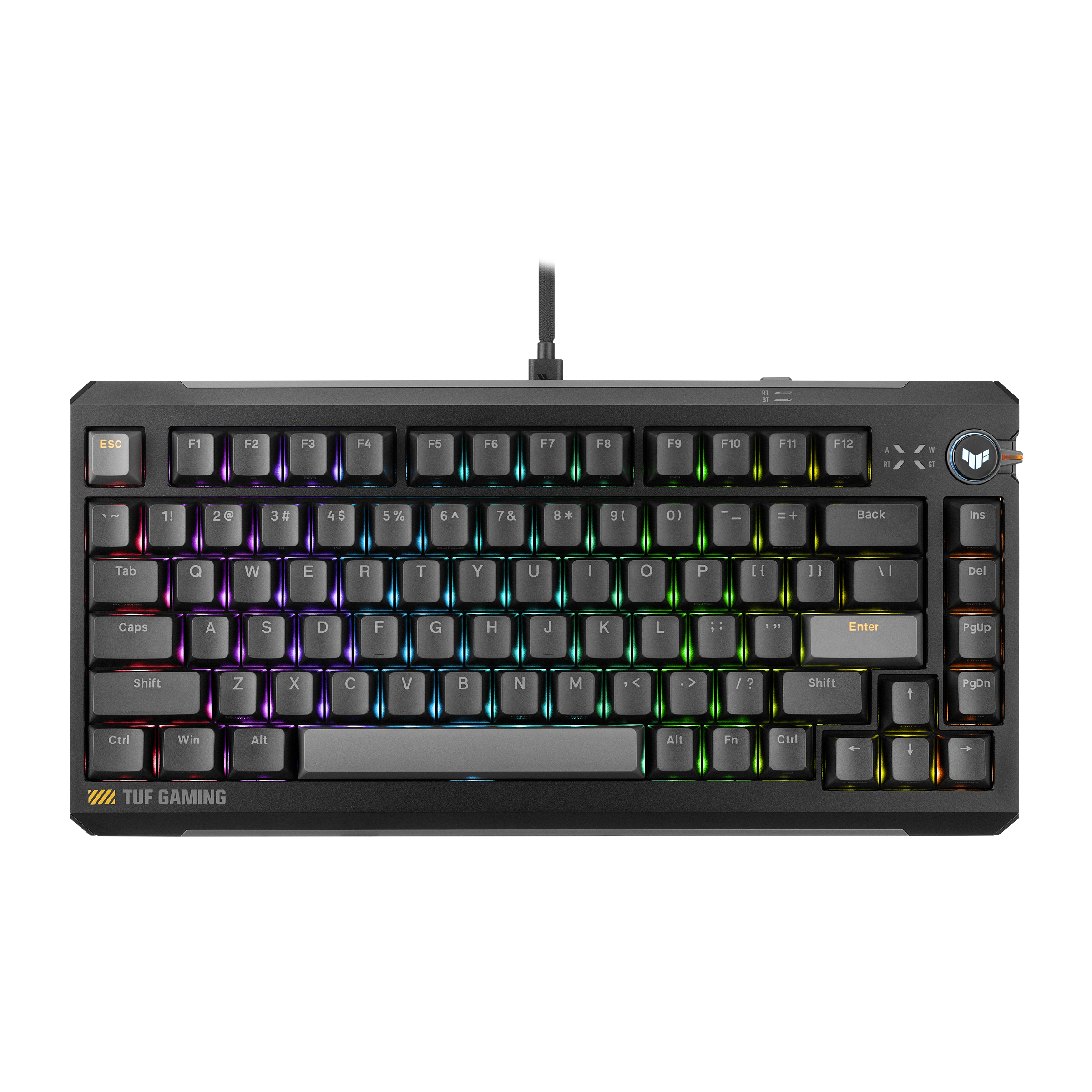 A large main feature product image of ASUS TUF Gaming K4 Magnetic Gaming Keyboard Black