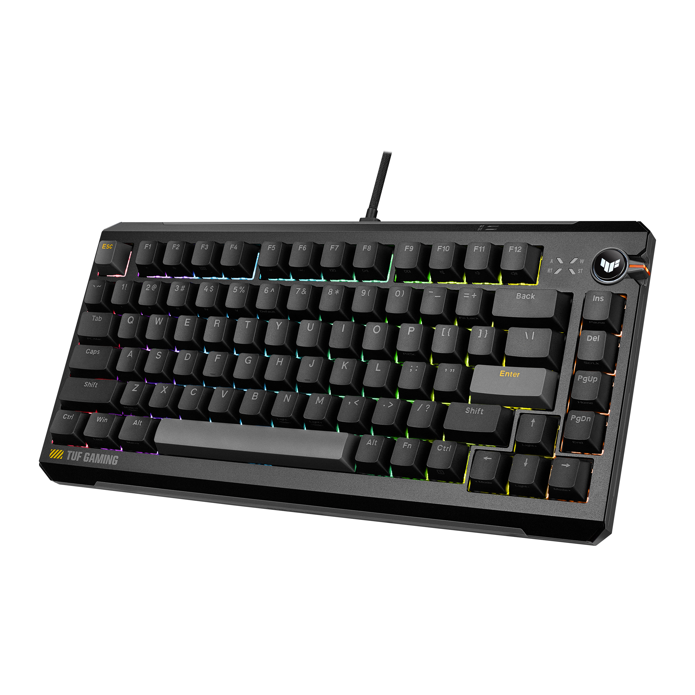 A large main feature product image of ASUS TUF Gaming K4 Magnetic Gaming Keyboard Black