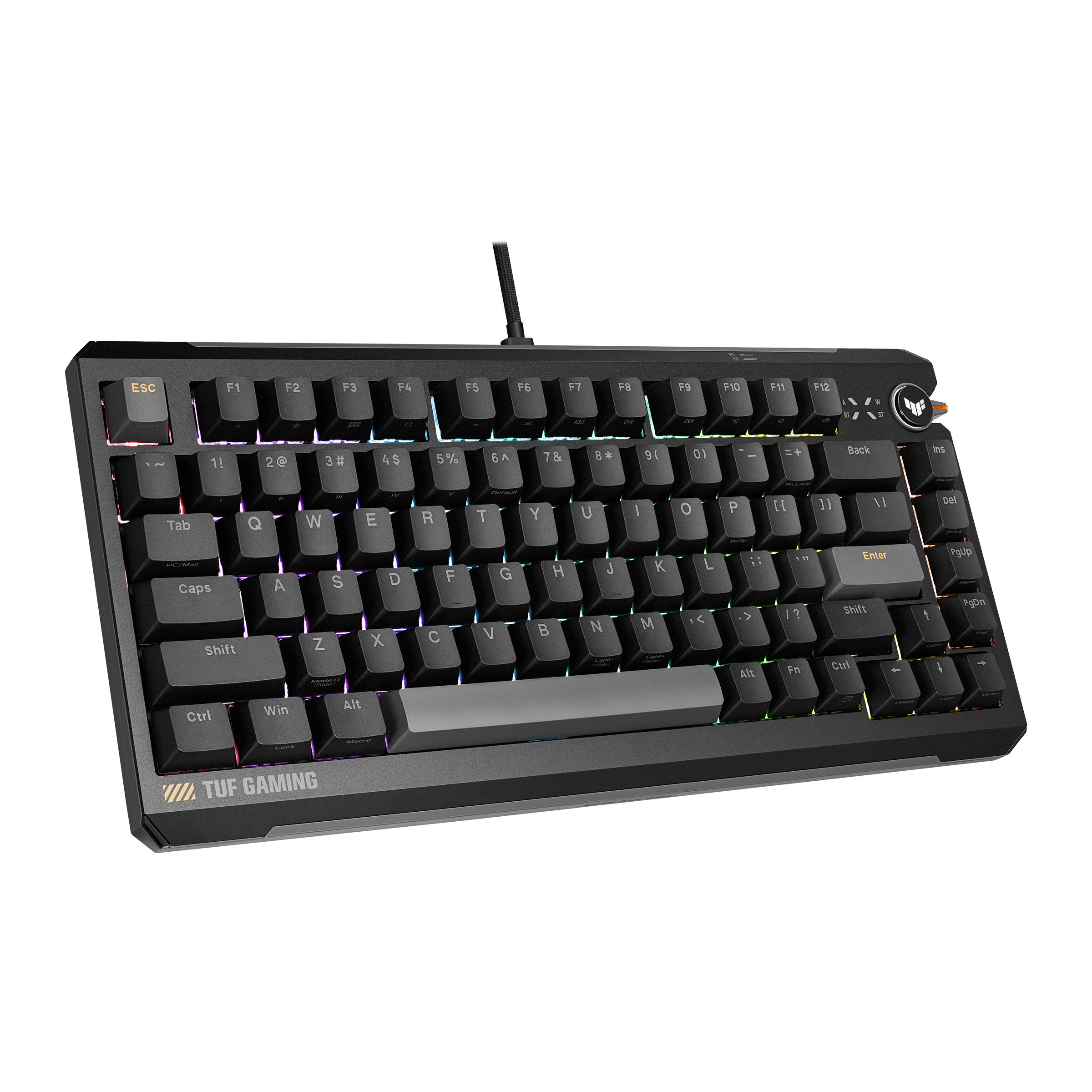 A large main feature product image of ASUS TUF Gaming K4 Magnetic Gaming Keyboard Black