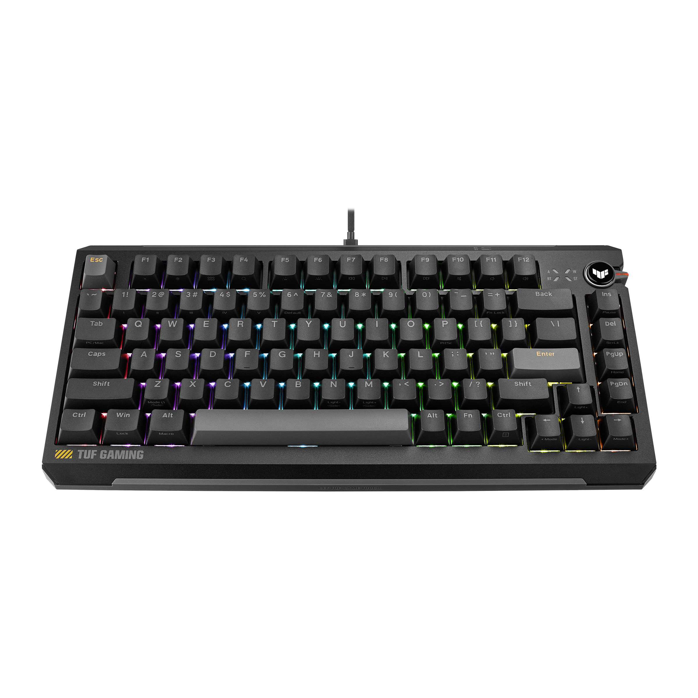 A large main feature product image of ASUS TUF Gaming K4 Magnetic Gaming Keyboard Black