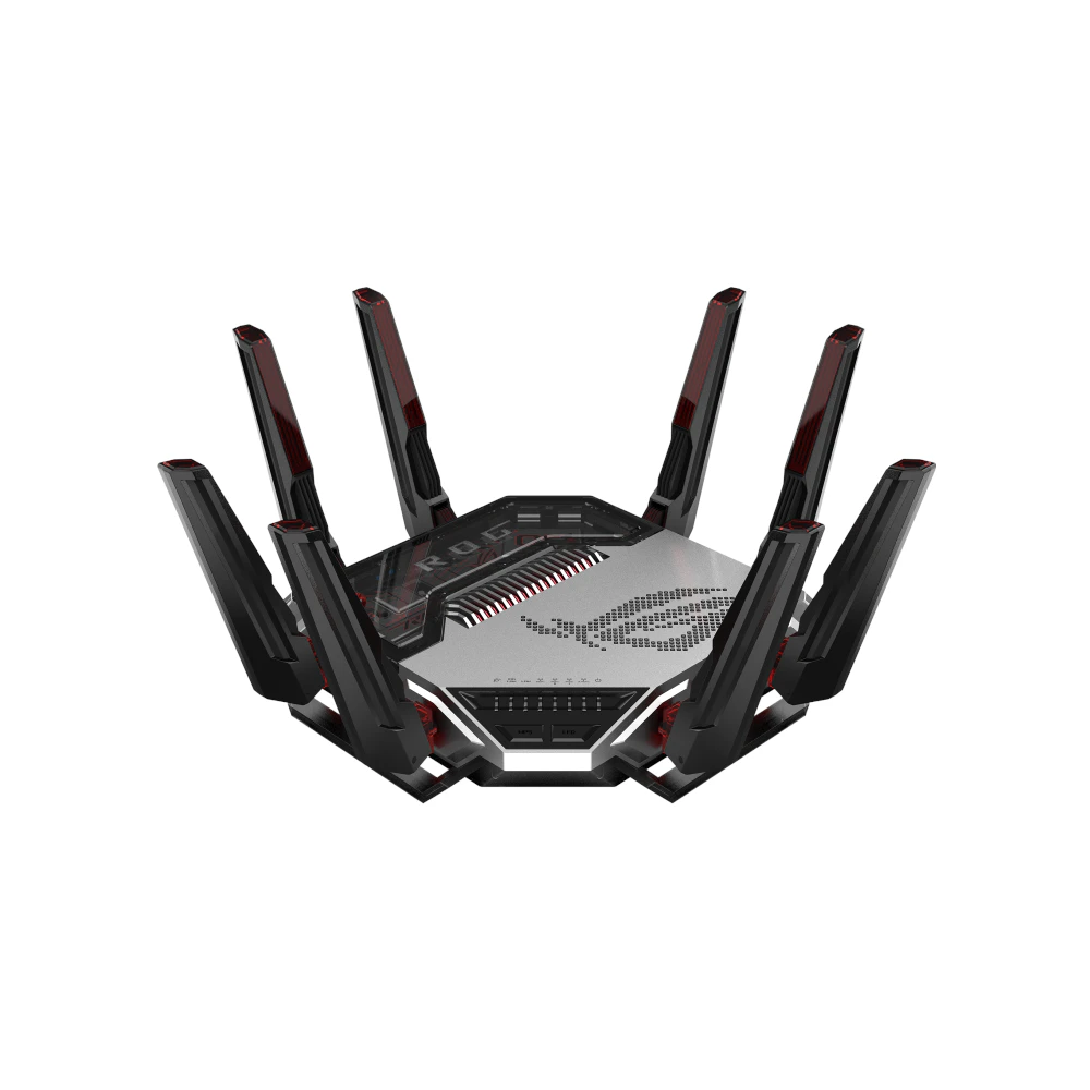 A large main feature product image of ASUS ROG Rapture GT‑BN98 Wi-Fi 8 Quad-Band AiMesh Router