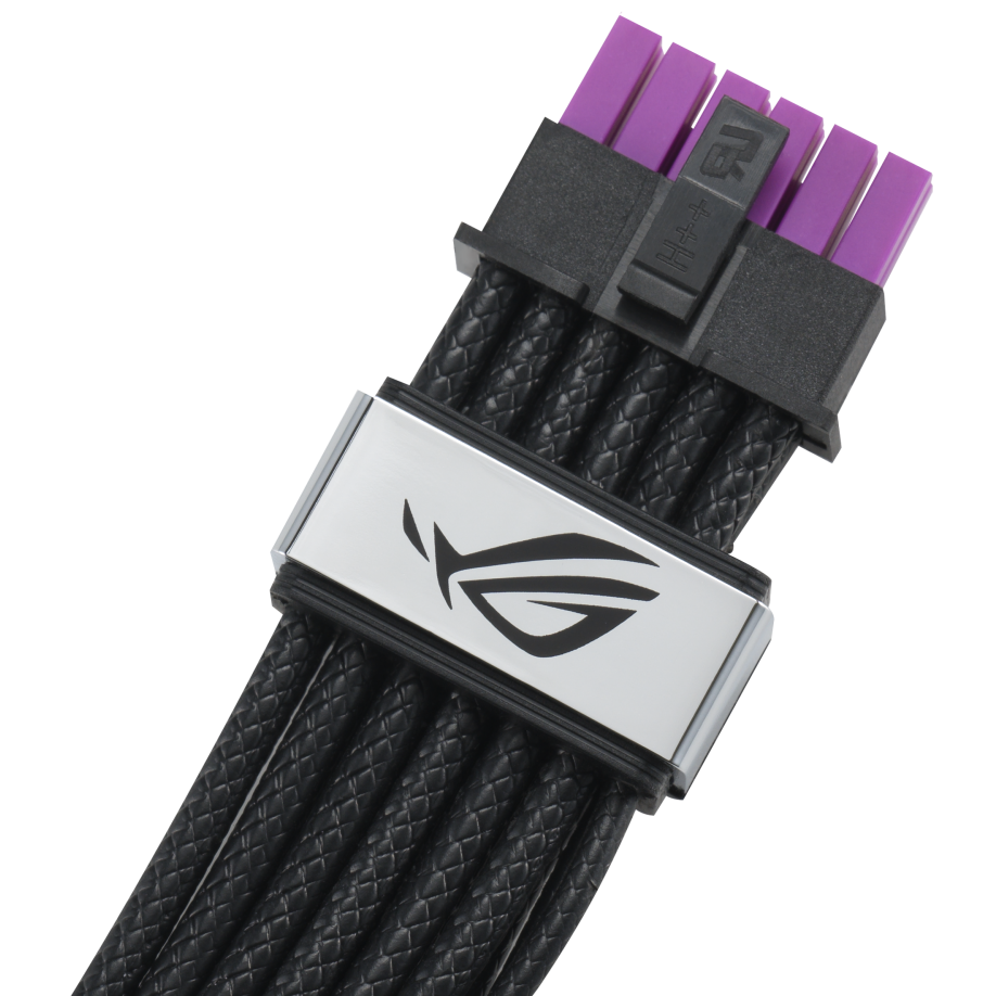 A large main feature product image of ASUS ROG Equalizer 12VHPWR Sleeved Cable - Black