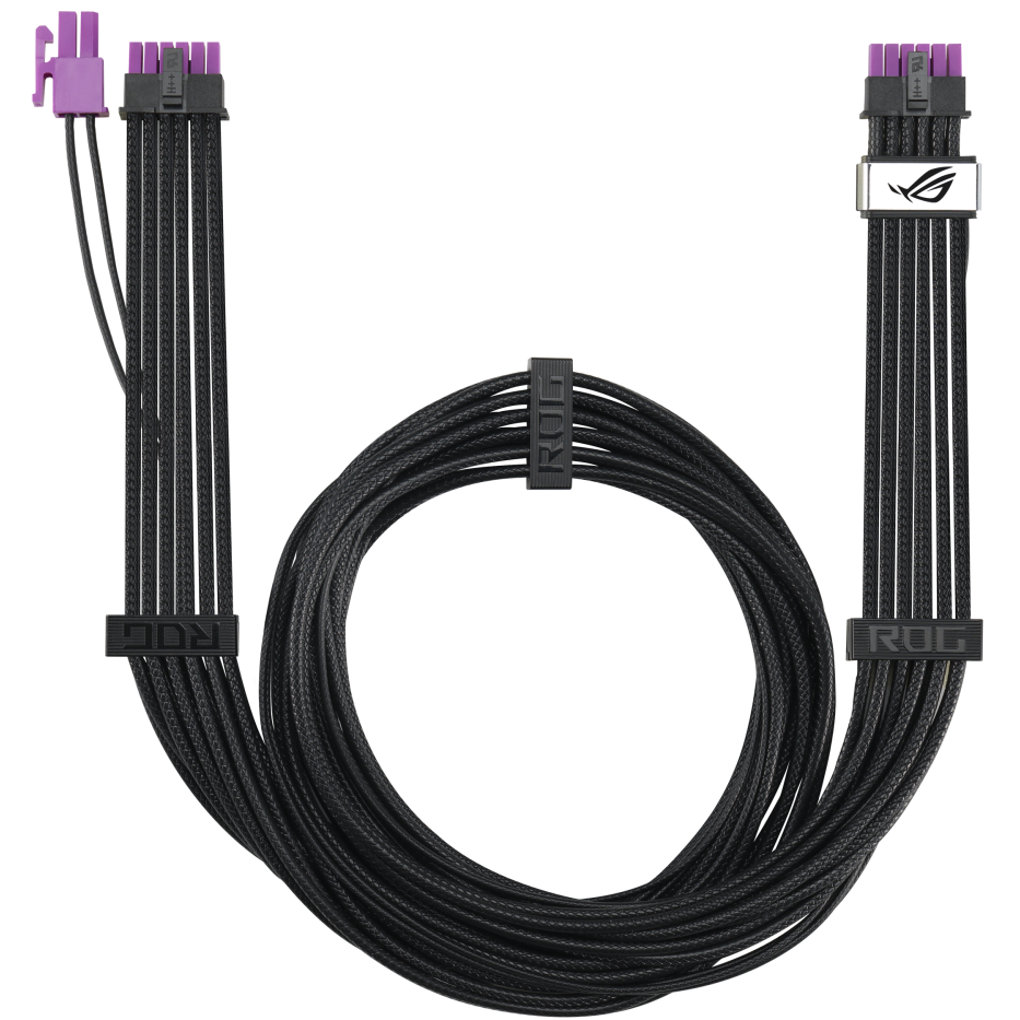 A large main feature product image of ASUS ROG Equalizer 12VHPWR Sleeved Cable - Black
