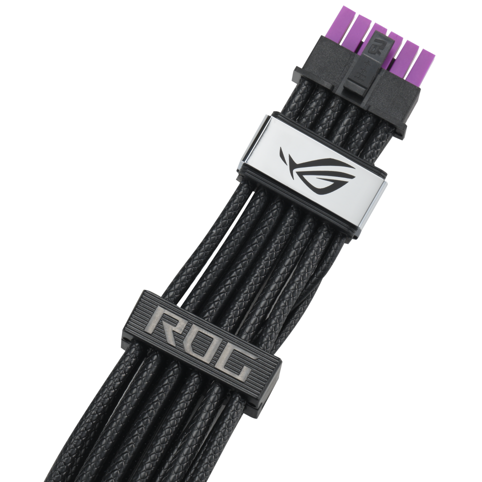 A large main feature product image of ASUS ROG Equalizer 12VHPWR Sleeved Cable - Black