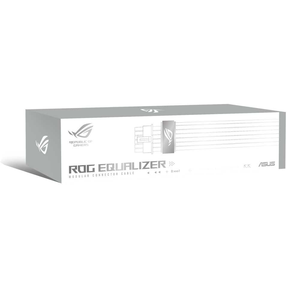 A large main feature product image of ASUS ROG Equalizer 12VHPWR Sleeved Cable - White