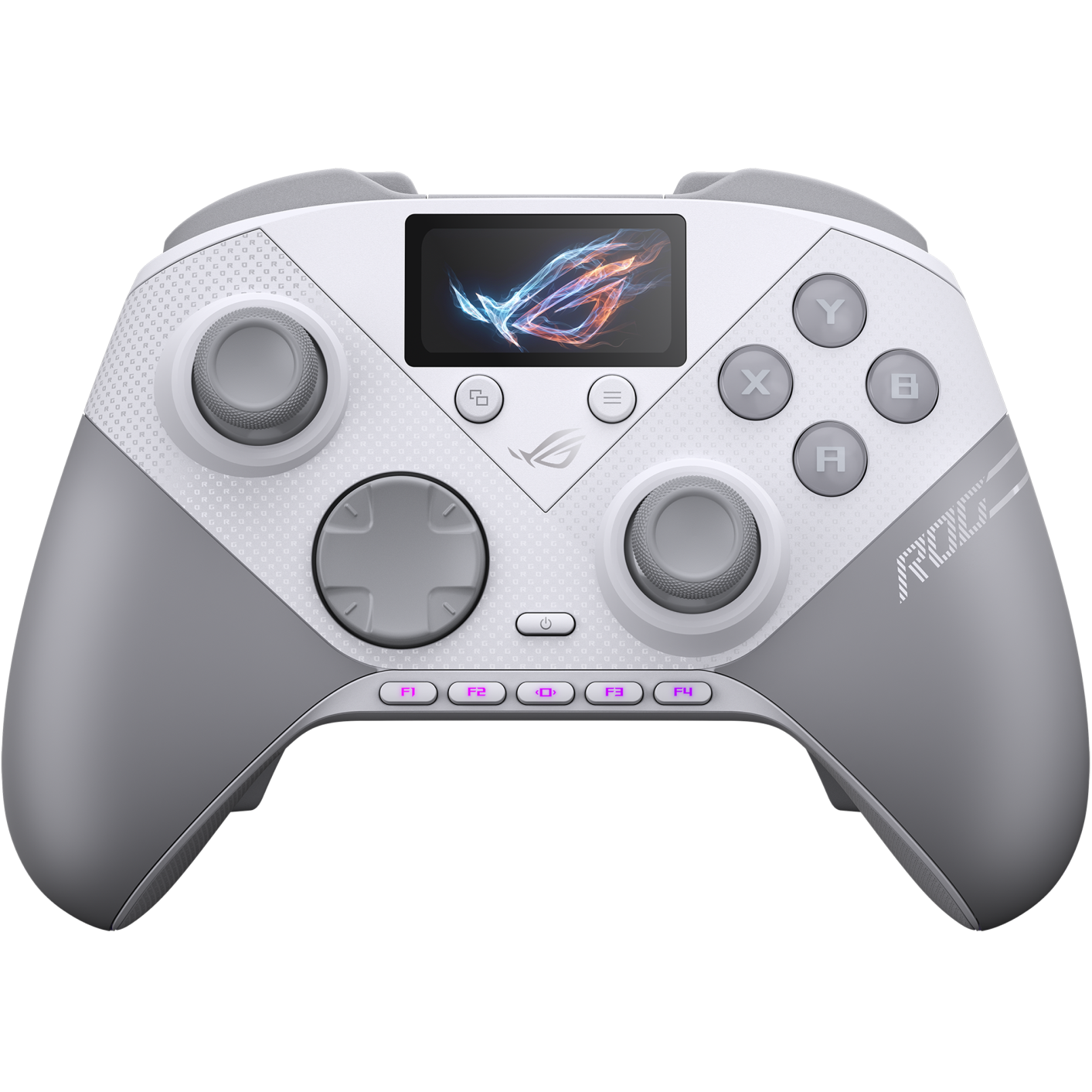 A large main feature product image of ASUS ROG Raikiri II Pro Tri-Mode Wireless PC Controller White