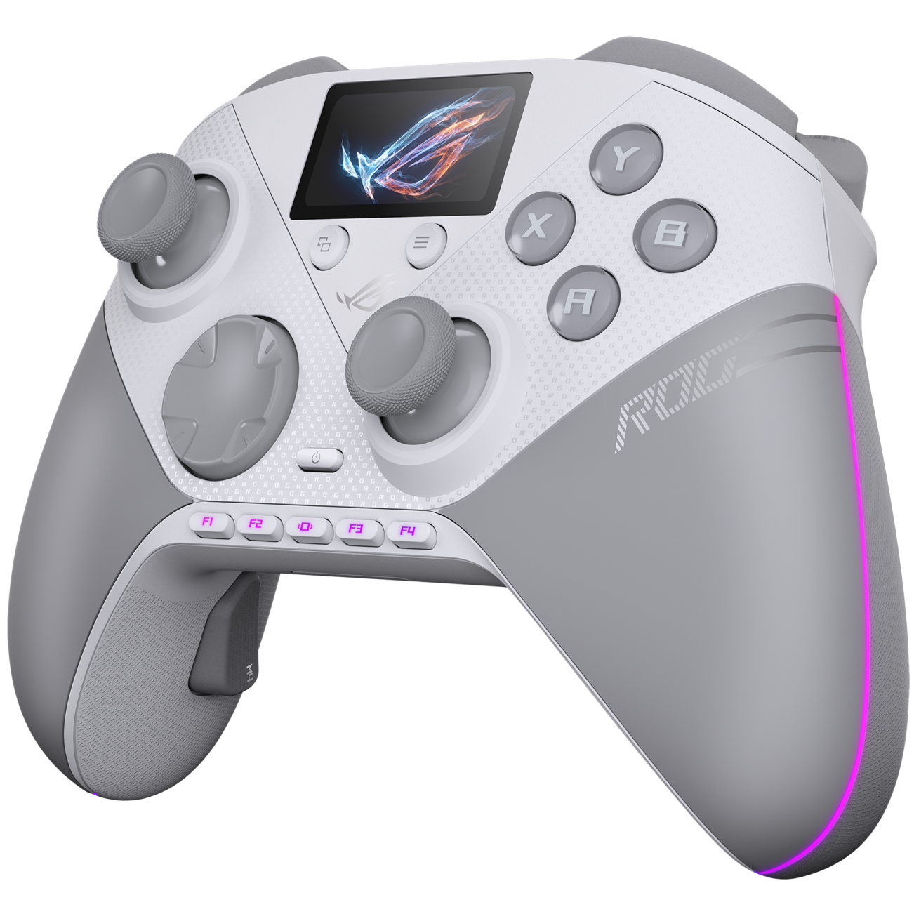 A large main feature product image of ASUS ROG Raikiri II Pro Tri-Mode Wireless PC Controller White