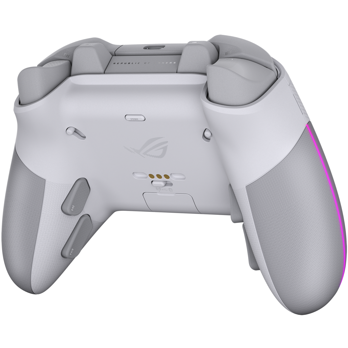 A large main feature product image of ASUS ROG Raikiri II Pro Tri-Mode Wireless PC Controller White