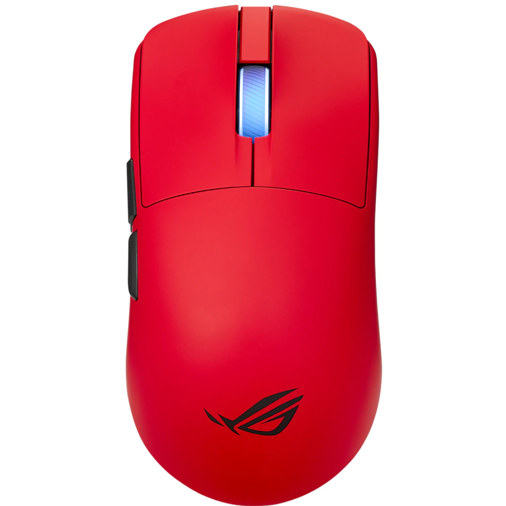 A large main feature product image of EX-DEMO ASUS ROG Harpe II Ace 48g Gaming Mouse - Red