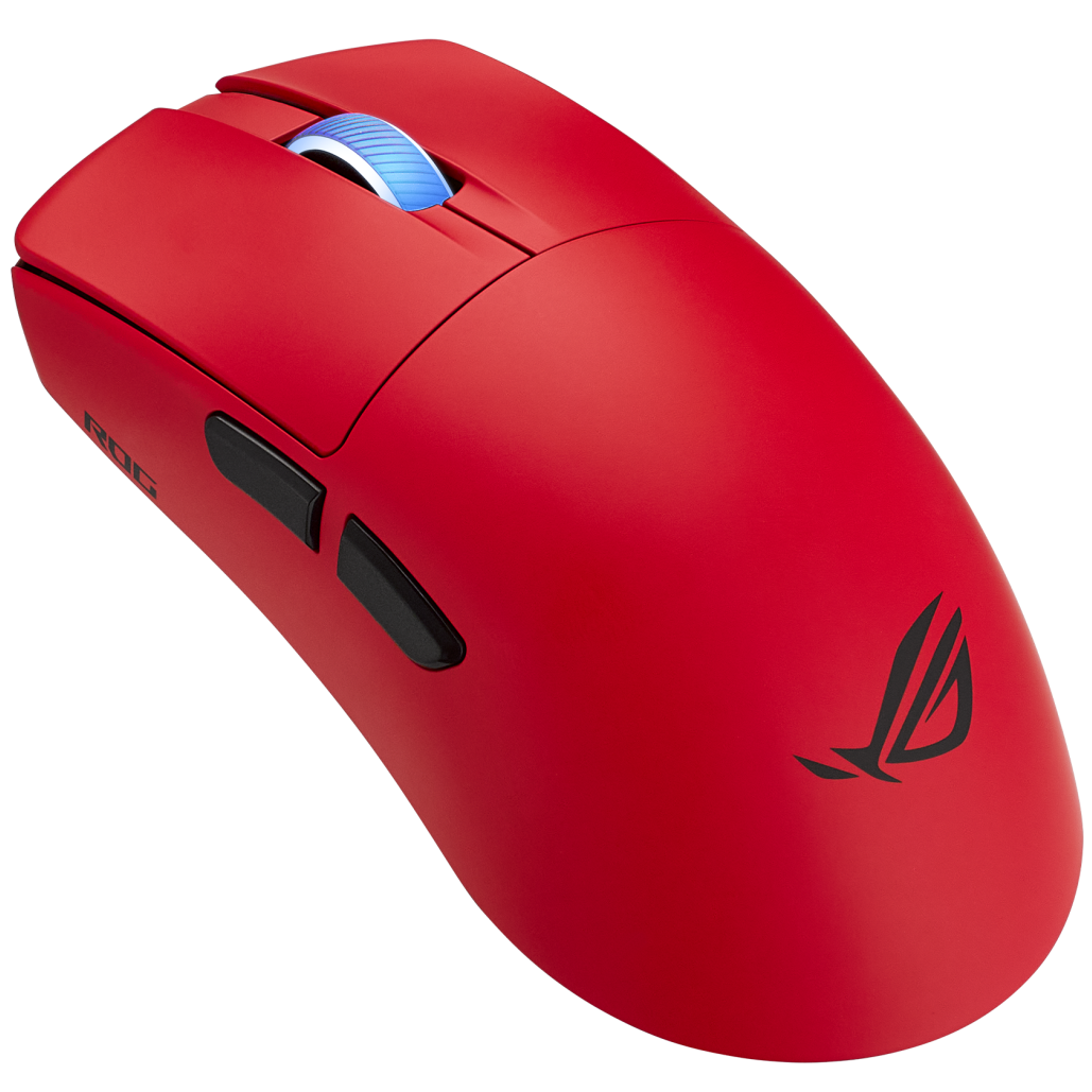 A large main feature product image of EX-DEMO ASUS ROG Harpe II Ace 48g Gaming Mouse - Red