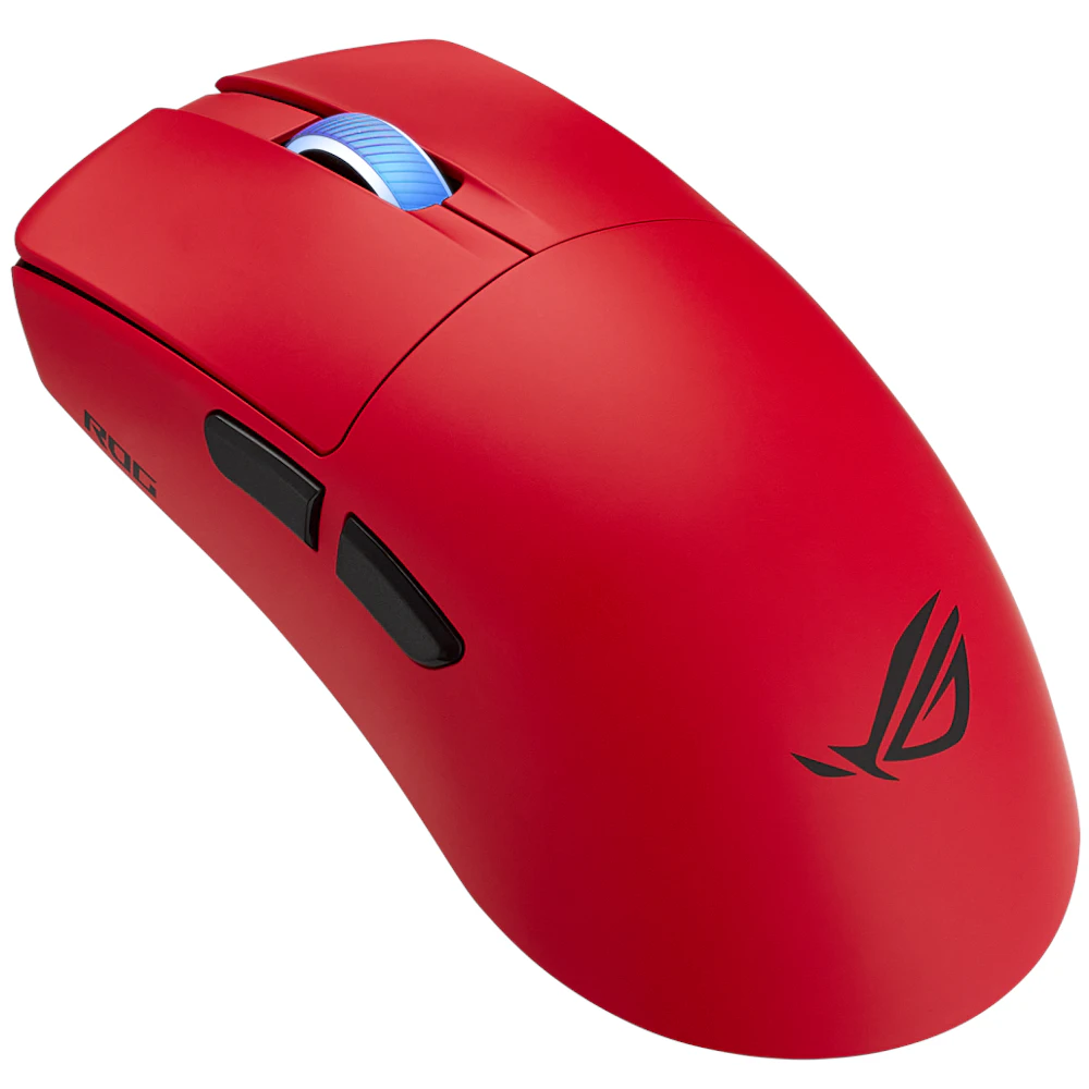A large main feature product image of EX-DEMO ASUS ROG Harpe II Ace 48g Gaming Mouse - Red
