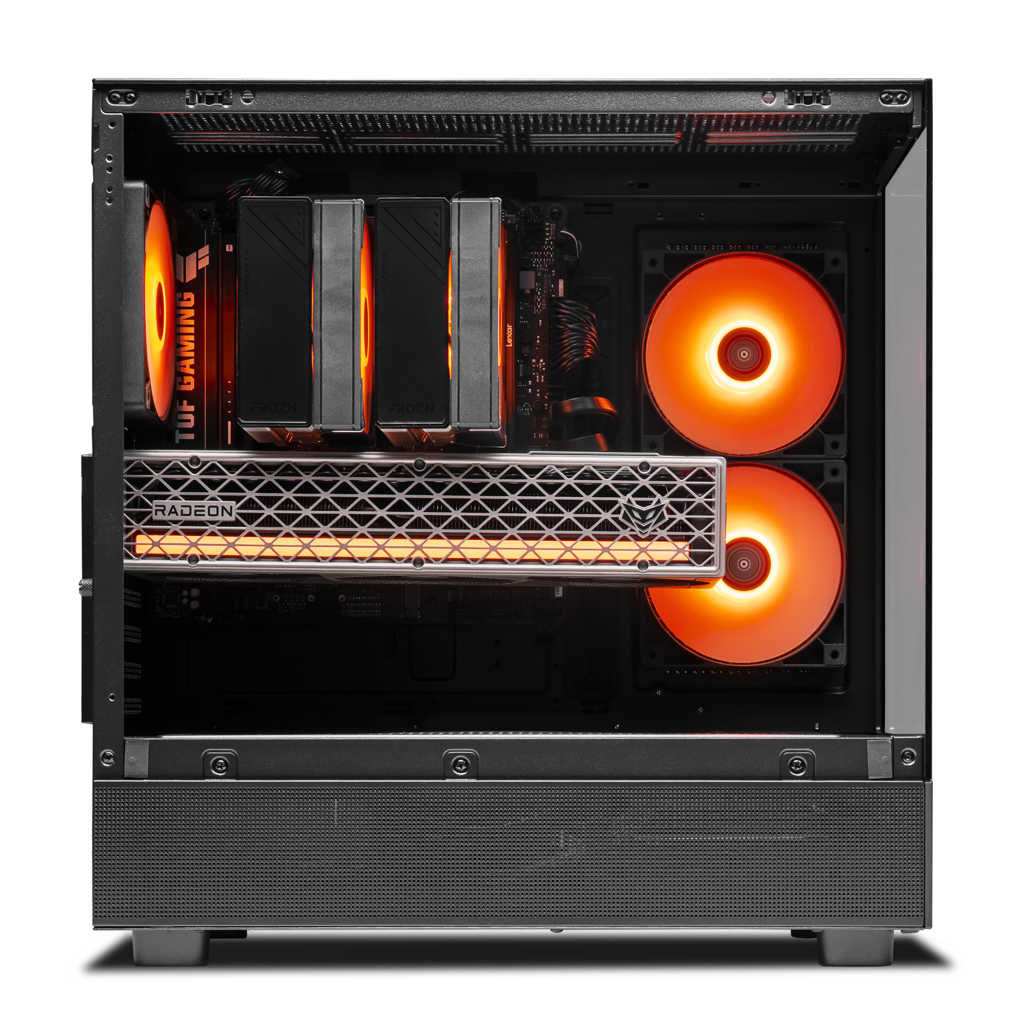 A large main feature product image of PLE Dawn RX 9070XT Prebuilt Ready To Go Gaming PC