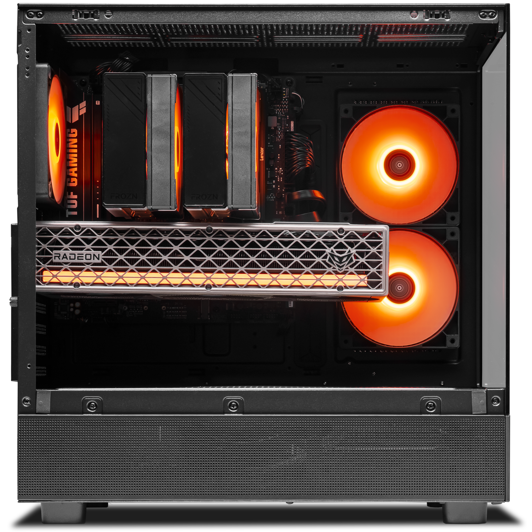 A large main feature product image of PLE Dawn RX 9070XT Prebuilt Ready To Go Gaming PC