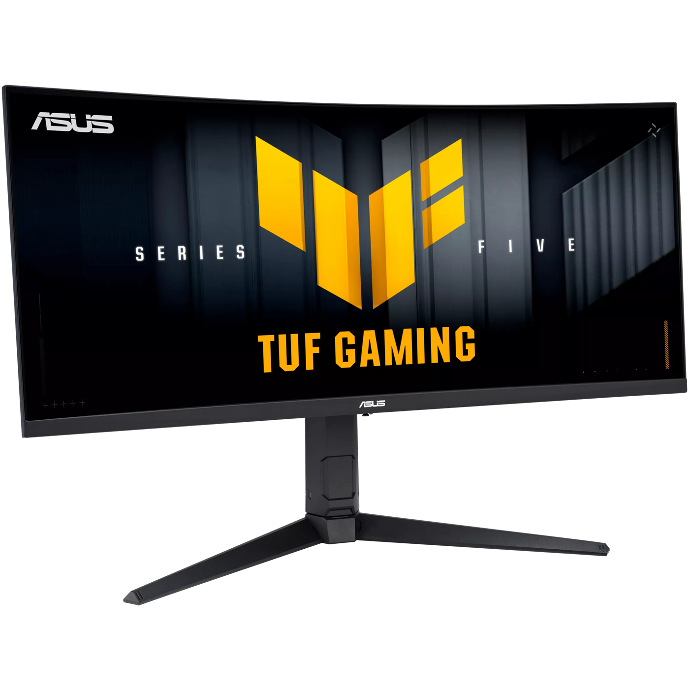 A large main feature product image of ASUS TUF Gaming VG34WQL5A - 34" Curved 1440p 200Hz / 720p 400Hz Dual Mode 0.5ms Fast VA Gaming Monitor