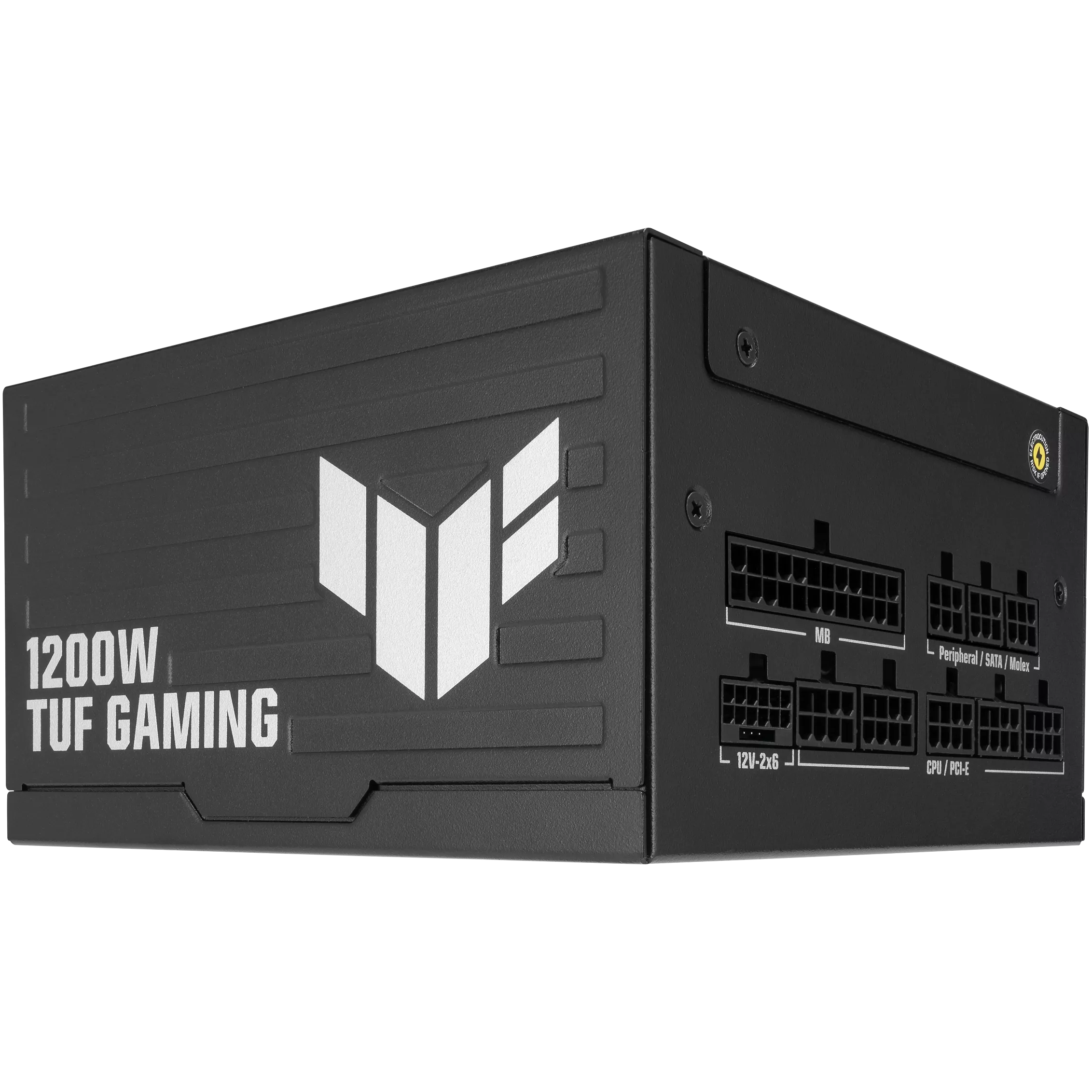 A large main feature product image of ASUS TUF Gaming 1200W Platinum PCIe 5.1 Modular PSU