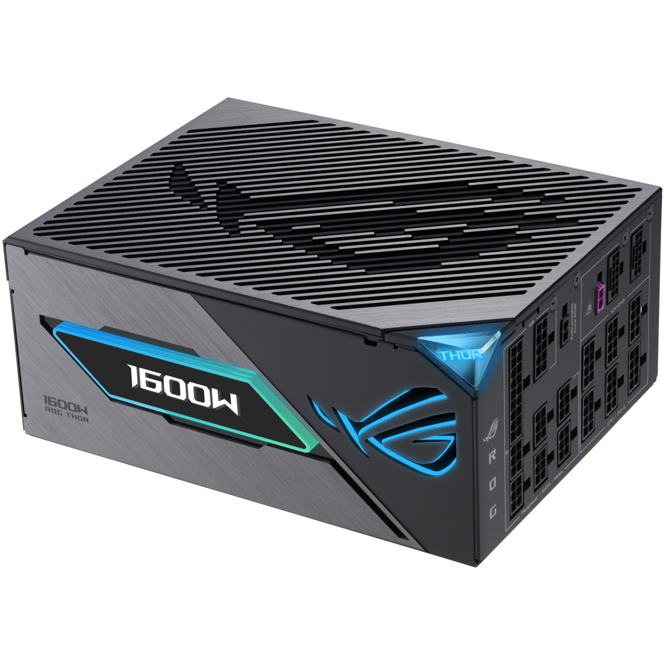 A large main feature product image of ASUS ROG THOR Gaming 1600W Titanium III Modular PSU